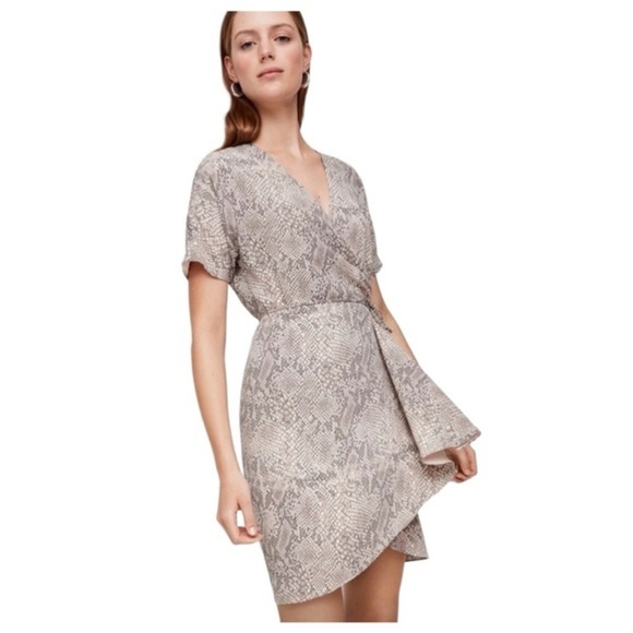 Babaton Dresses & Skirts - ARITZIA BABATON Wallace Animal Print Wrap Mini Dress (XS)
